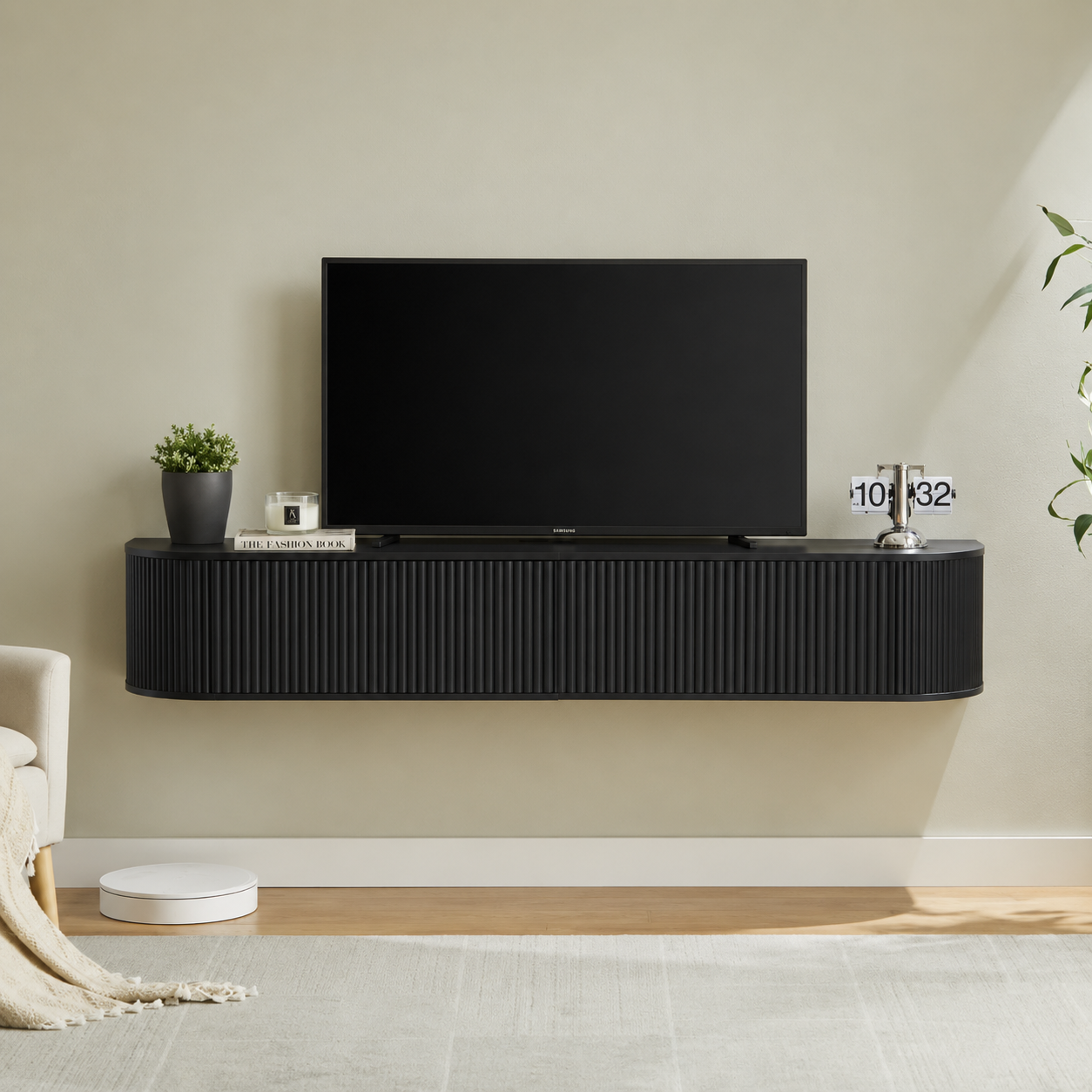 Meuble TV Suspendu 180cm Hauteur Réglable