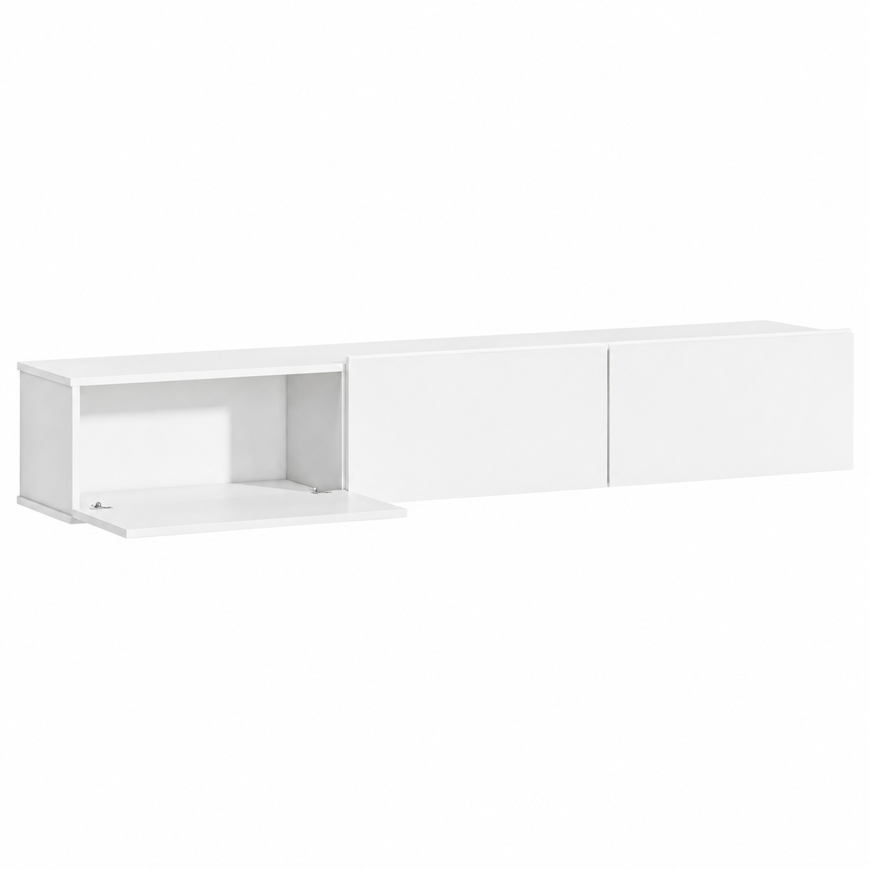 Meuble TV Suspendu 180cm Blanc avec 3 Tiroirs