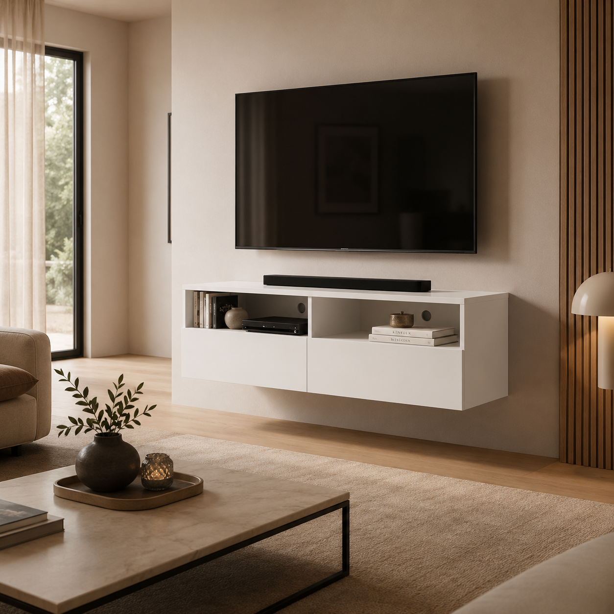 Meuble TV suspendu 100cm blanc