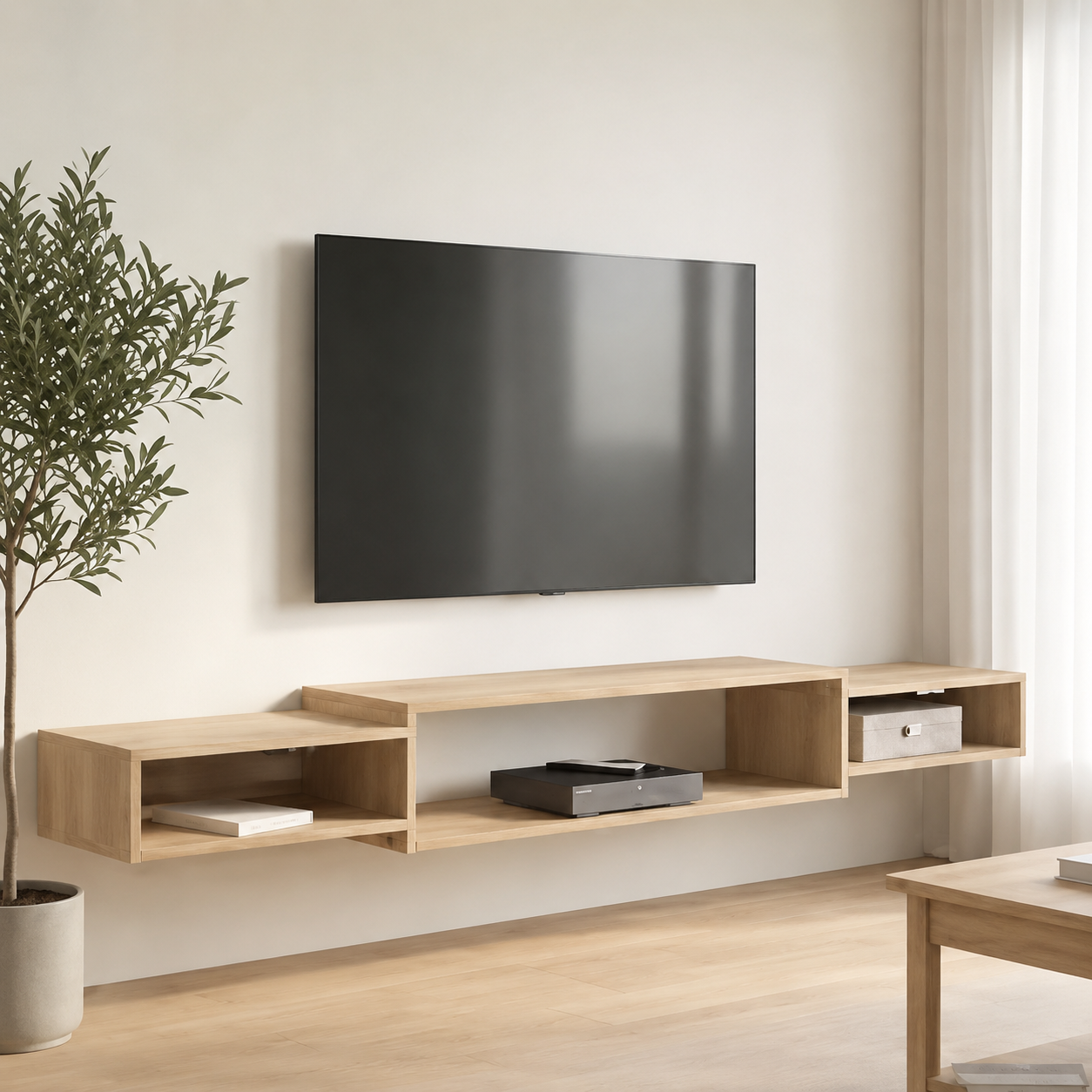 Meuble TV Suspendu Modulaire 3 Compartiments avec Tiroir