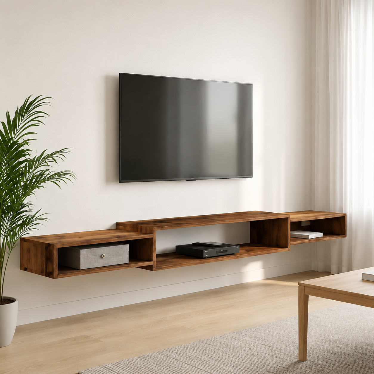 Meuble TV Suspendu Modulaire 3 Compartiments avec Tiroir