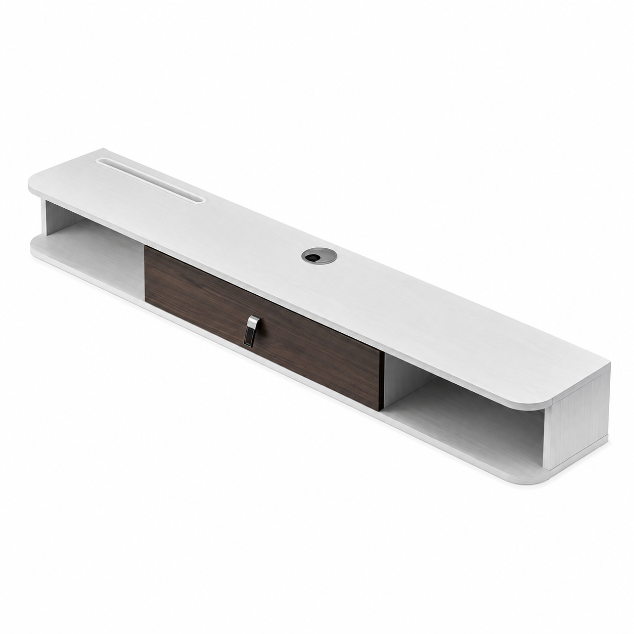 Meuble TV Suspendu 140cm avec Passe-câble et Rangement