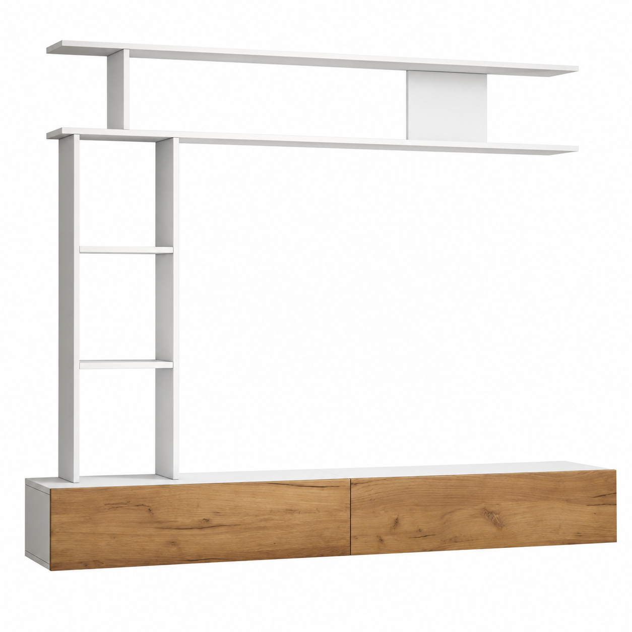 Ensemble Mural TV 180cm avec Étagère en L