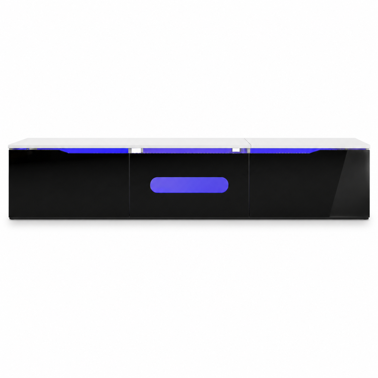 Meuble TV suspendu 180cm Noir avec Éclairage LED 16 Couleurs