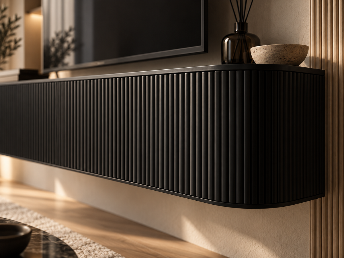 Meuble TV Suspendu 180cm noir