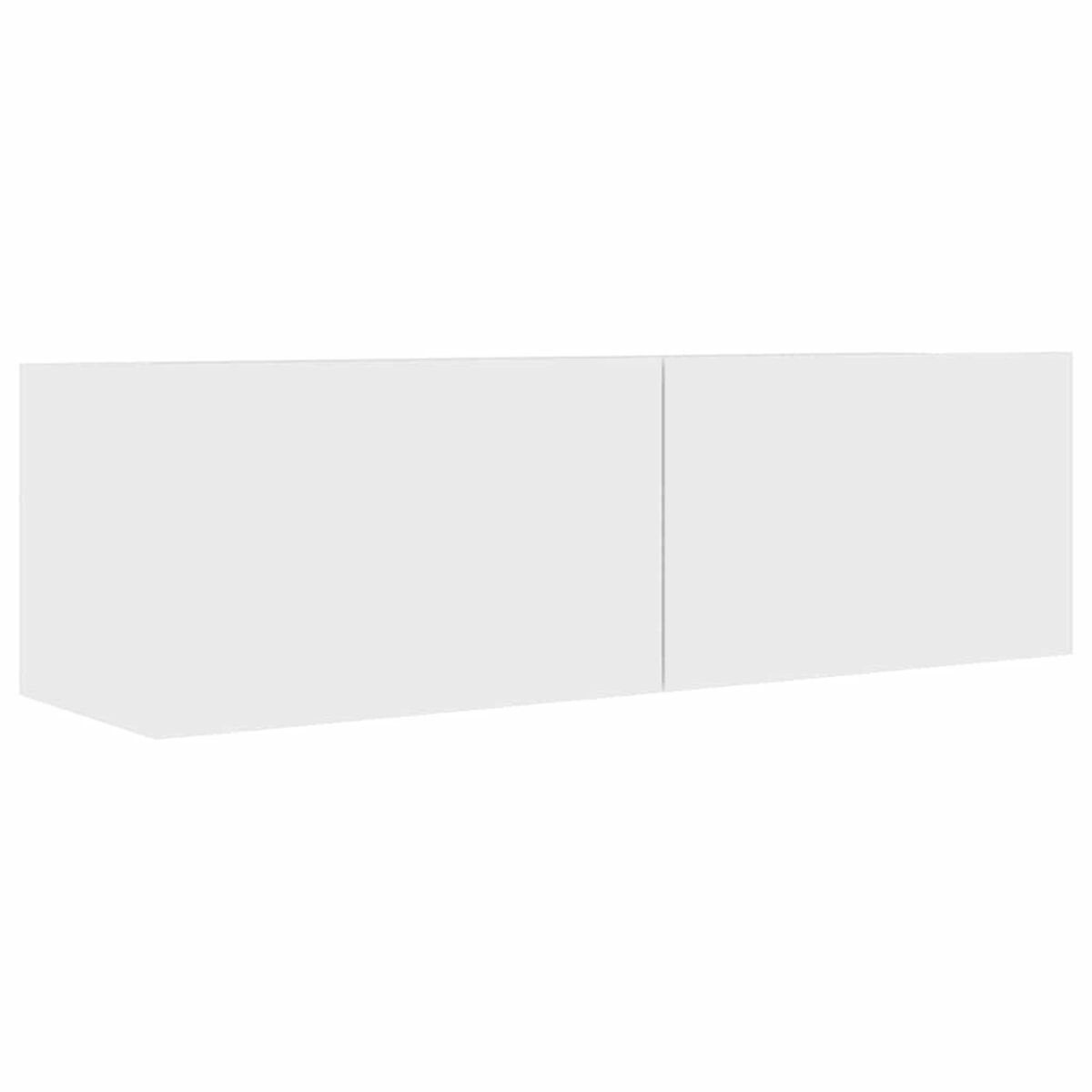 Meuble TV Suspendu Blanc 100cm à Portes Abattantes
